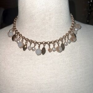 Elegant Gold and White Beaded Necklace